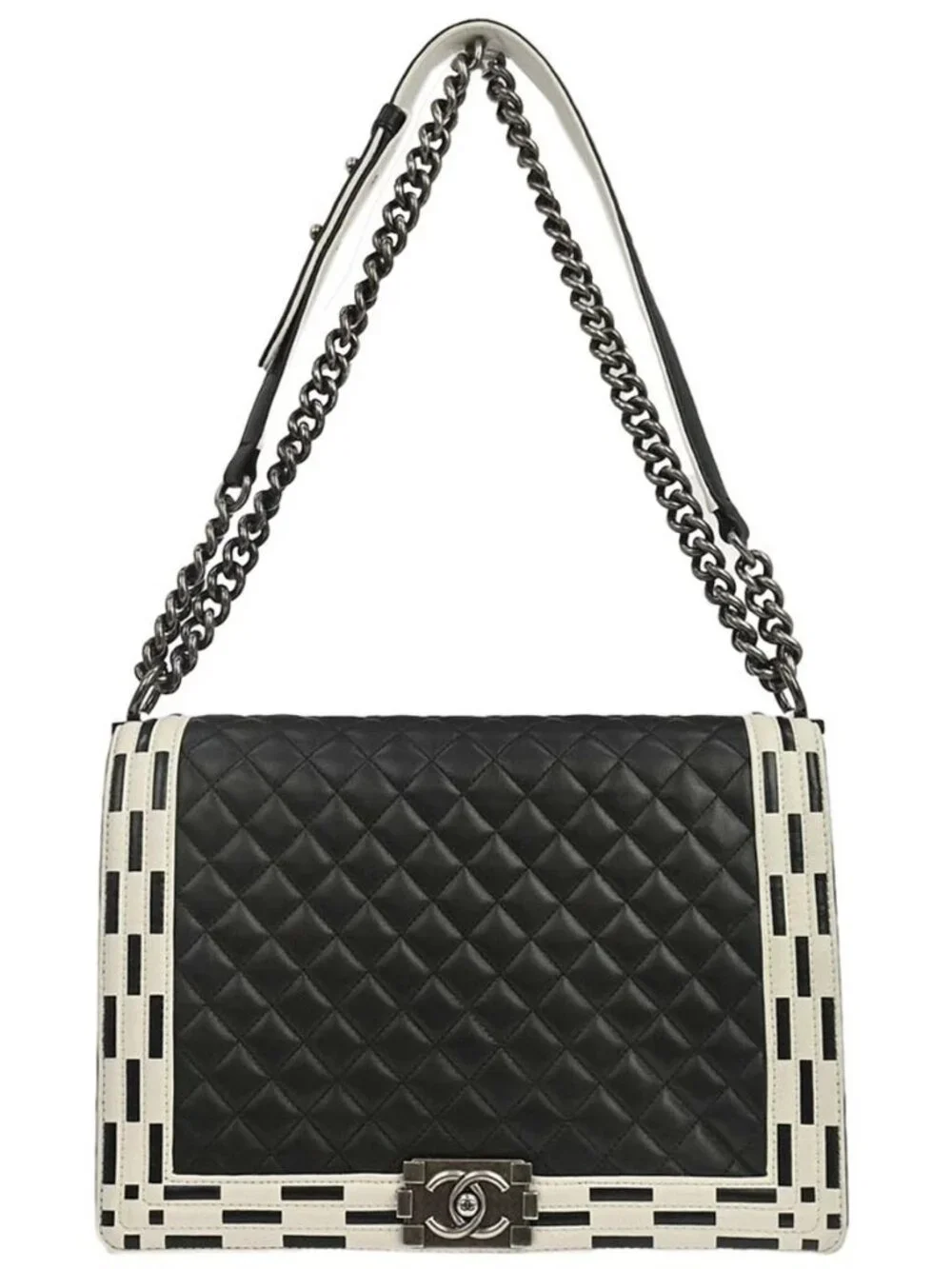 Boy Chanel Black Lambskin Large Shoulder Bag 198003